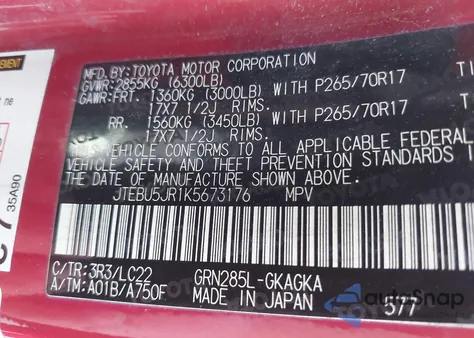 2019 Toyota 4Runner Trd Off Road Premium z USA, uszkodzony, nr VIN JTEBU5JR1K5673176